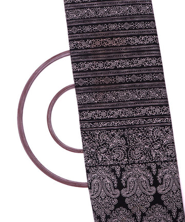 black traditional pattern crepe fabric